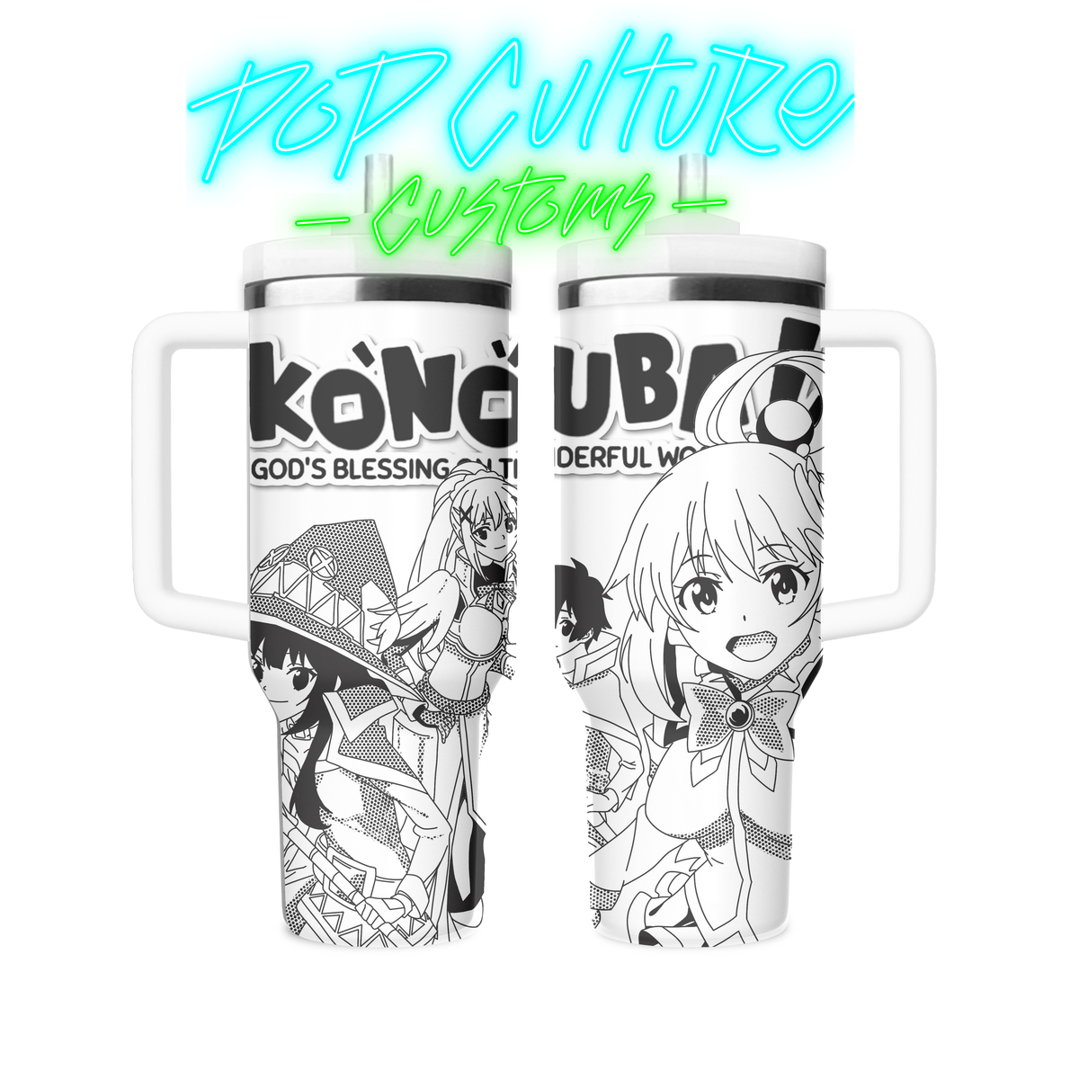 40 oz laser engraved Anime Wonderful World tumbler
