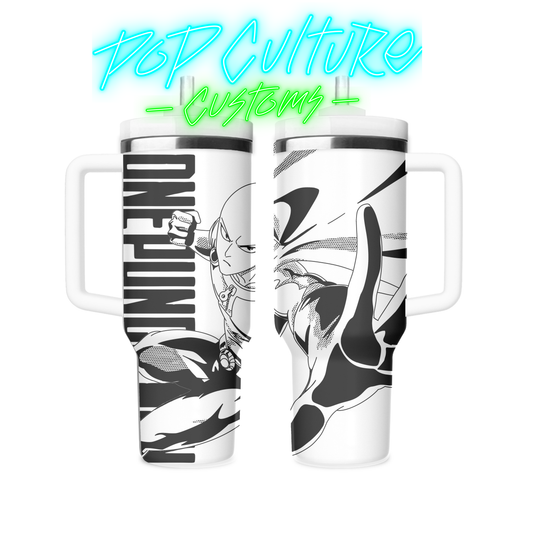 40 oz laser engraved Anime Fist Hero tumbler