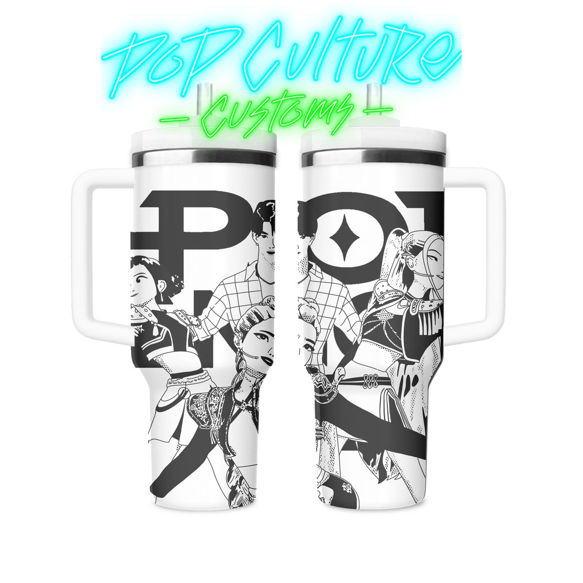 40 oz laser engraved Anime Music Hunters tumbler