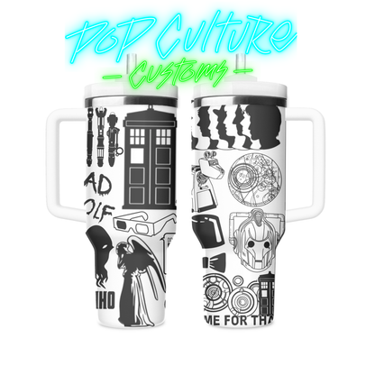 40 oz laser engraved TV Time Lord tumbler