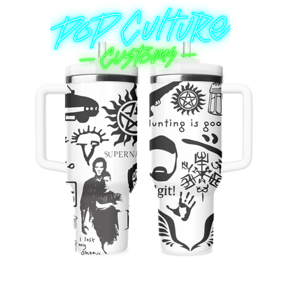40 oz laser engraved TV Hunter Brothers tumbler