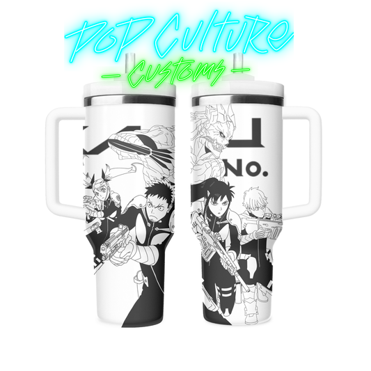 40 oz laser engraved Anime Monster Fighters tumbler
