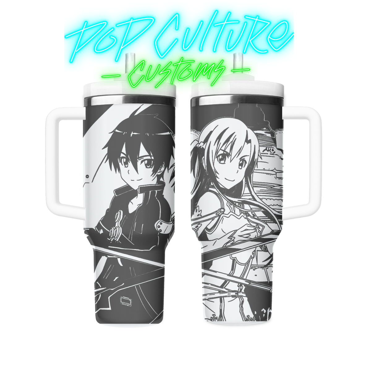 40 oz laser engraved Anime MMO tumbler