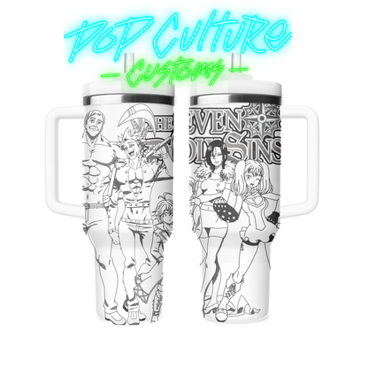 40 oz laser engraved Anime Mortal Sins tumbler