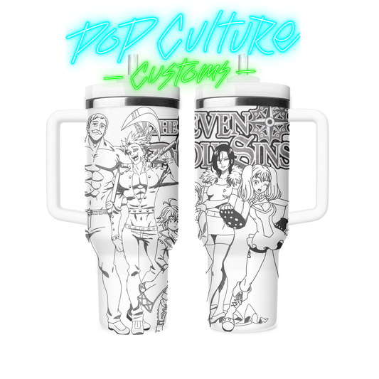 40 oz laser engraved Anime Mortal Sins tumbler