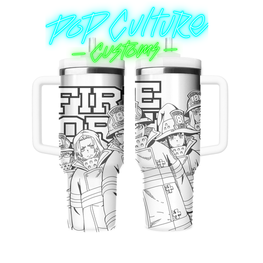 40 oz laser engraved Anime Firefighter tumbler