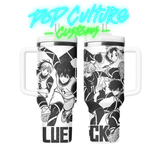 40 oz laser engraved Anime Soccer tumbler