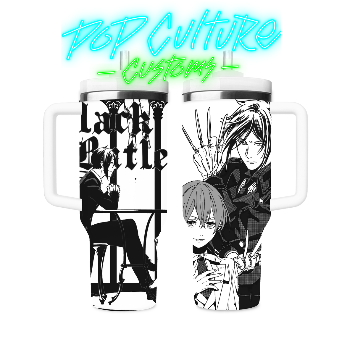 40 oz laser engraved Anime Death Butler tumbler
