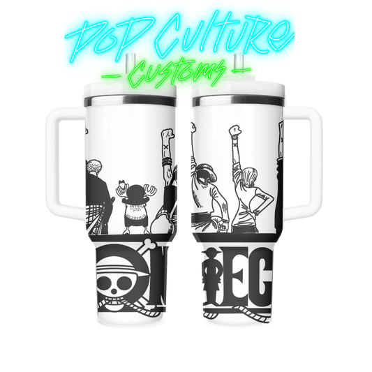 40 oz laser engraved Anime Pirate King tumbler