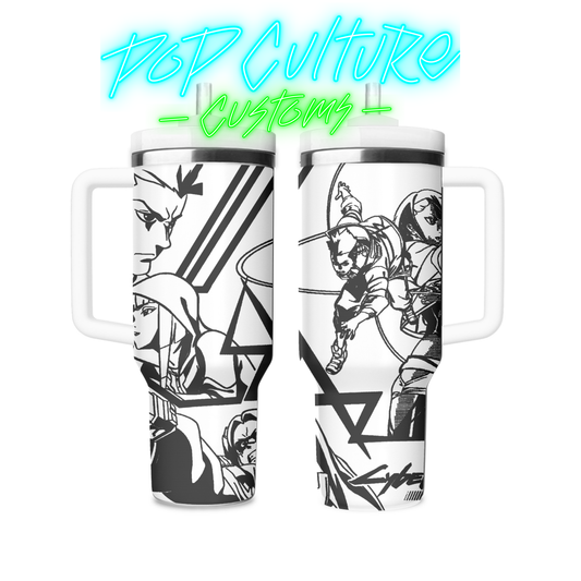 40 oz laser engraved Anime Future City tumbler