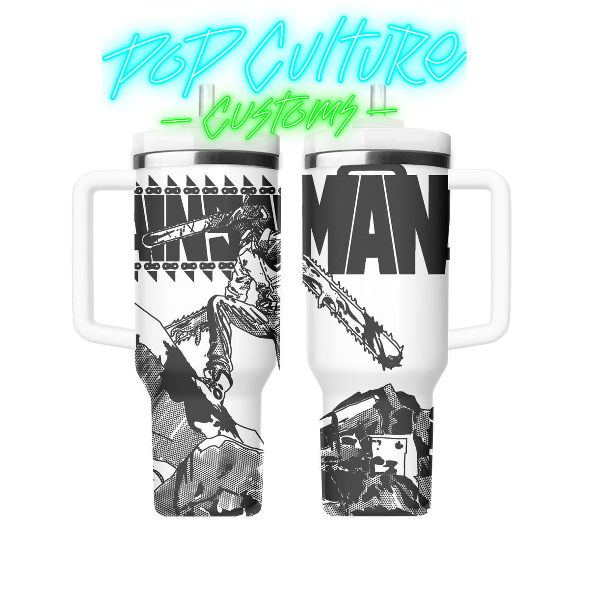 40 oz laser engraved Anime Saw Demon tumbler