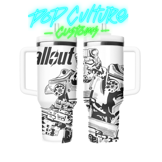 40 oz laser engraved Video Game Post-Apocalypse tumbler