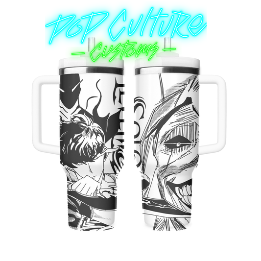 40 oz laser engraved Anime Lonely Necromancer tumbler