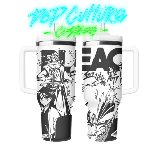 40 oz laser engraved Anime Soul Fighter tumbler