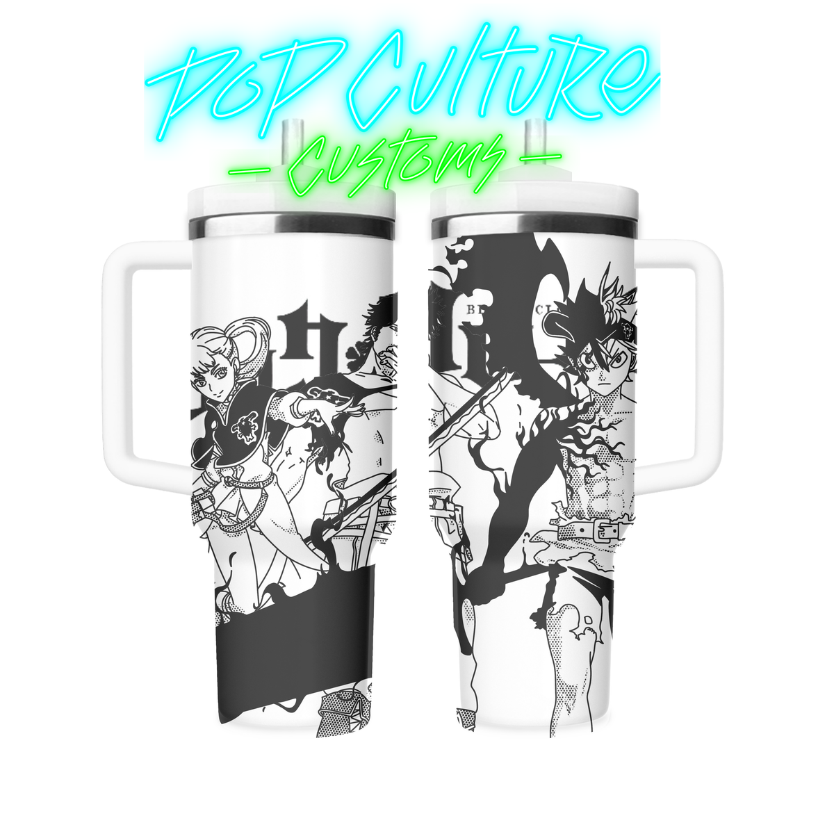 40 oz laser engraved Anime Magic Knights tumbler