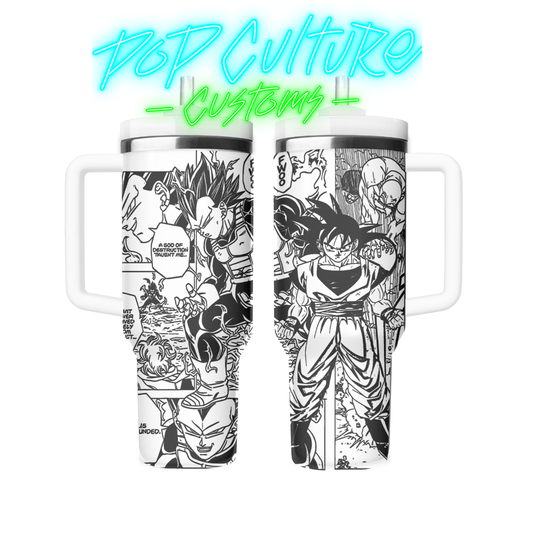 40 oz laser engraved Over 9000 tumbler